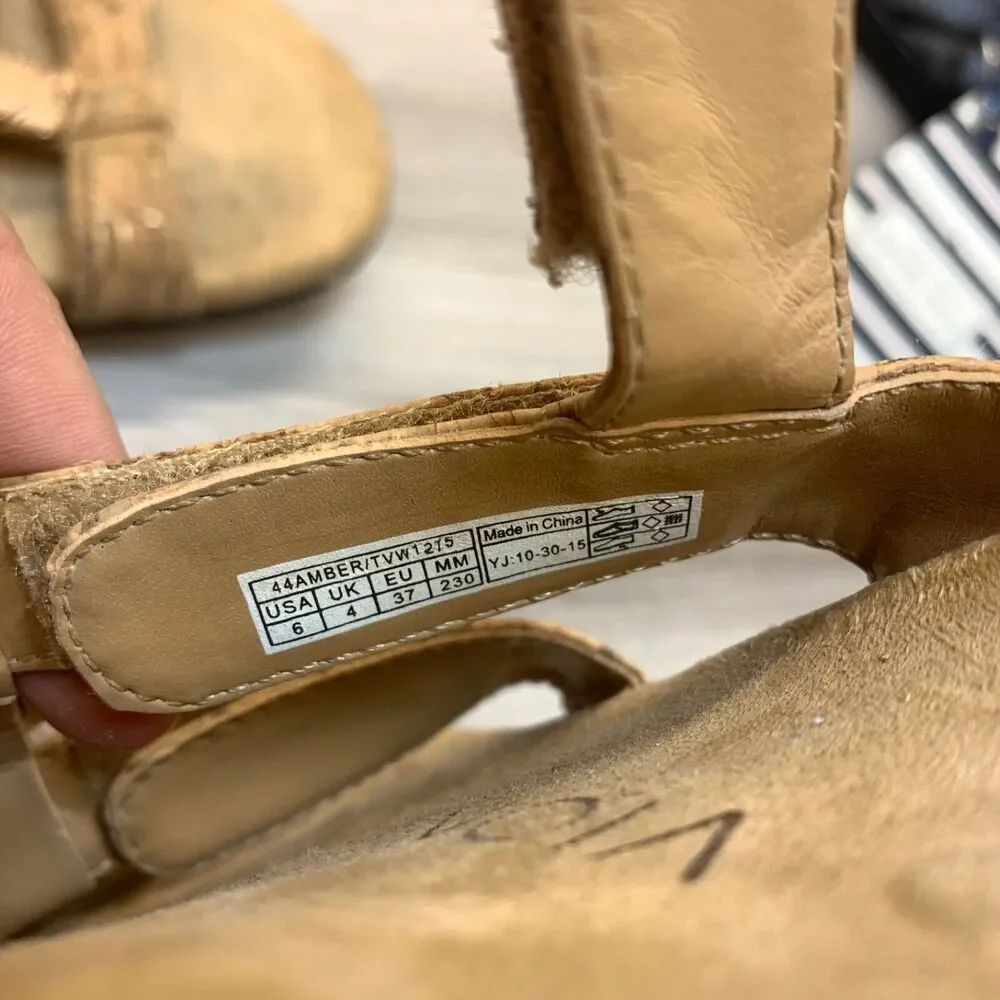 Vionic Womens Size 6 37 Amber Tan Leather‎ Comfort Adjustable Strap Sandals